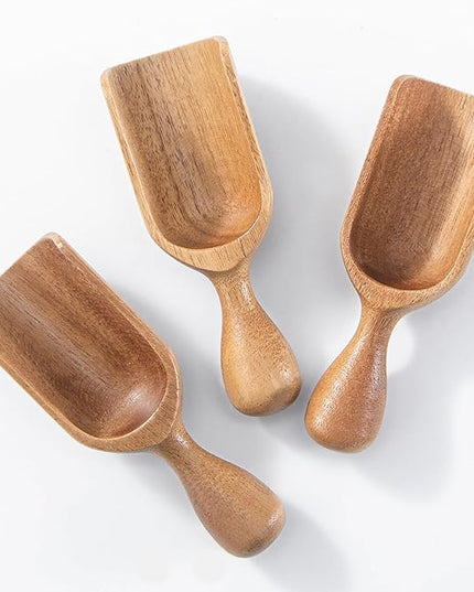 Wooden Scoops for Canisters 3PCS Wooden Scoop for Jars Acacia Small Measuring Spoons for Ground Coffee Scoops Shovel Kitchen Scooping for Tea Powder & Bath Salt Laundry Detergent Shove- Multipurpose