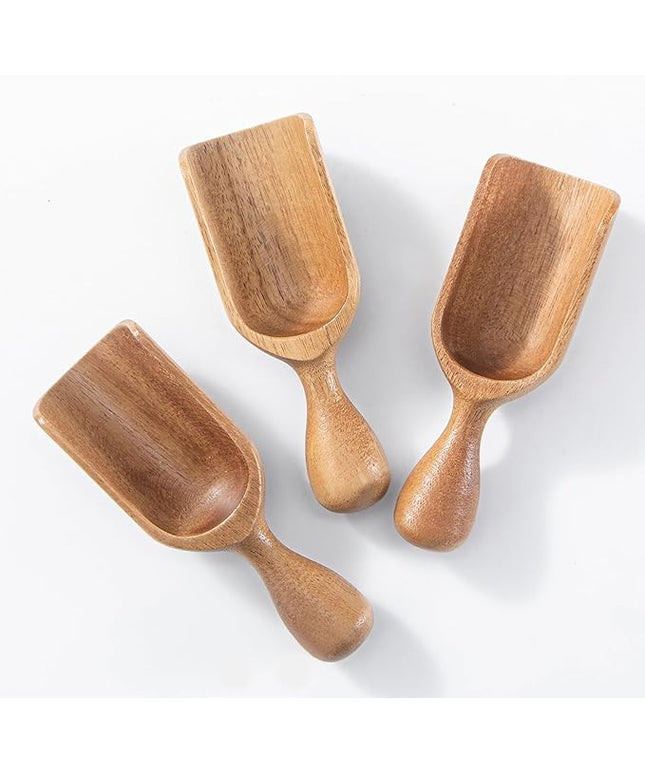 Wooden Scoops for Canisters 3PCS Wooden Scoop for Jars Acacia Small Measuring Spoons for Ground Coffee Scoops Shovel Kitchen Scooping for Tea Powder & Bath Salt Laundry Detergent Shove- Multipurpose