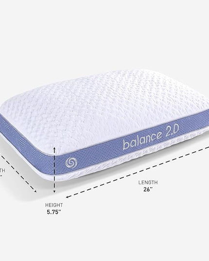 Bedgear Balance Performance Pillow – 2.0 - Moisture Wicking Bed Pillow for All Sleep Positions - Medium Firmness Bed Pillow - Washable Removable Cover – 20" W x 26" L x 5.75" H