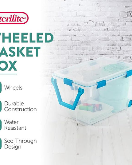 Sterilite 6-Pack Gasket Box, Weather-Resistant Storage Bins with Latching Lids, 120 Quart - Heavy-Duty Organizing Containers for Closet, Bathroom, and Office