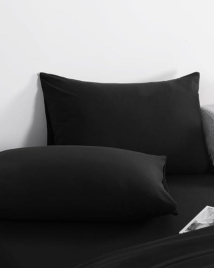 NTBAY Twin Comforter Set with Sheets, 5 Pieces Soft and Breathable Twin Bedding Set, Twin Bed in a Bag, Down Alternative Comforter Set Solid Color All Season, Kids Bedding Set, Black