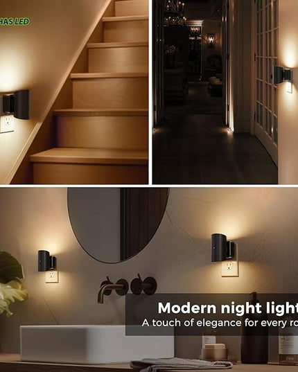 L LOHAS LED Night Light, Dimmable Night Lights Plug into Wall,2 Pack Nightlight for Kids,180° Rotatable, 3000K 0-150LM Dimmable Night Lights with Dusk to Dawn Sensor for Children Room Bathroom