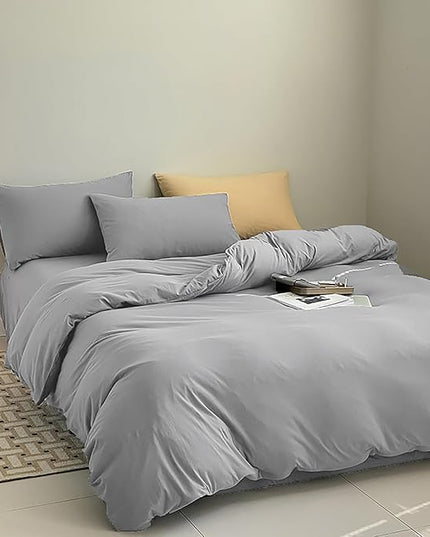 Luxlovery Silver Grey Comforter Set King Grey Bedding Comforter Set King Size Light Gray Bedding Set Soft Light Grey Blanket Quilts for Women Men Adults