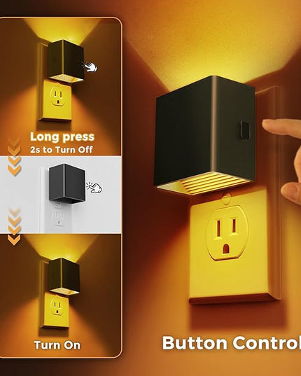 L LOHAS LED Night Light,Night Lights Plug into Wall,[2-Pack] Dimmable Night Light with Light Sensor,1800K Amber Light,Modern Nightlight for Bathroom Hallway Kitchen