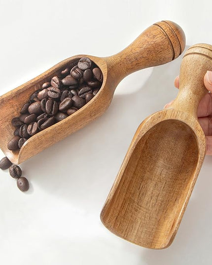 Big Coffee Scoops Shovel,Large Ground Coffee Scoop 2PCS Large Wooden Scoops for Jars 5.9″ Acacia Measuring Spoons for Coffee, Kitchen Scoop for Tea,Coffee, Powder, Bath Salts,Laundry -Multifunctional