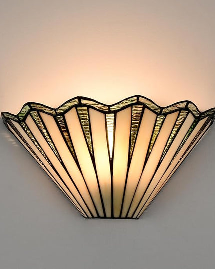 Tiffany Style Wall Sconce 12.2-Inch Stained Glass Wall Light Fixture, Mission Tiffany Sconces Wall Lighting 1-Light Stained Glass Wall Sconce Decor for Bedroom Hallway Stairway Bathroom Home