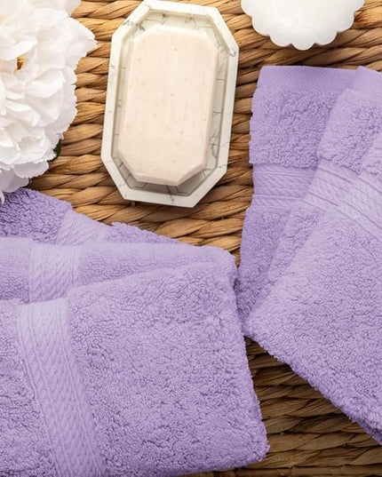 Superior Egyptian Cotton Pile Face Towel/Washcloth Set of 6, Ultra Soft Luxury Towels, Thick Plush Essentials, Absorbent Heavyweight, Guest Bath, Hotel, Spa, Home Bathroom, Shower Basics, Purple