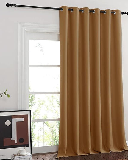 NICETOWN Gold Brown Blackout Curtains for Bedroom 95 Inch Length - Thermal Insulated Room Darkening Privacy Grommet Window Drapes for Boys Room, Set of 1 Panel, 80 x 95 Inch