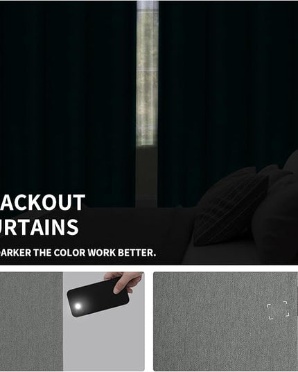 Easy-Going Linen Look Blackout Curtain Grommet Window Curtain Drapes for Bedroom, Living Room Thermal Insulated Room Darkening (2 Panels, 52x84 inch, Grey)