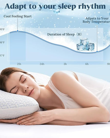 puredown® Cooling Pillows King Size 1 Pack, Memory Foam Pillows Adjustable Firm Bed Pillows for Sleeping, Cool Pillow for Hot Sleepers with Zipper Removable Pillow Cover
