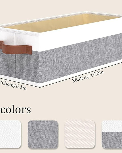 OUTBROS Storage Bins,Foldable Storage Baskets for Organizing,Fabric Storage Boxes With Handles,For bedrooms, living rooms, Shelves,Gray/White,15x6.1x5.1in,3-Pack