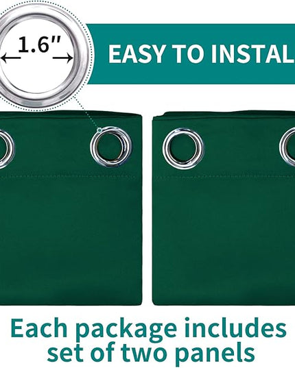 BGment Green Blackout Curtains for Bedroom - Grommet Thermal Insulated Room Darkening Window Curtains, Set of 2 Panels, Each 55 x 69 Inch
