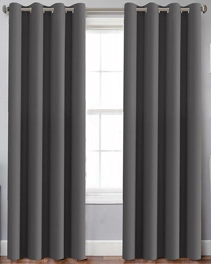 H.VERSAILTEX Three Pass Microfiber Blackout Thermal Insulated Grommet Panel Window Curtains/Drapes (Set of 2 Panels,52 x 96 Inch,Charcoal Gray)