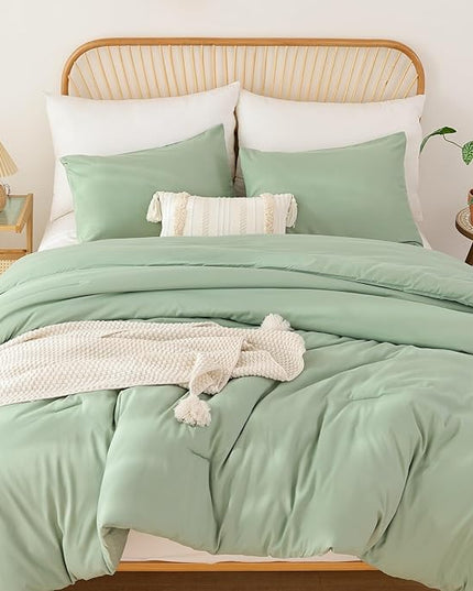 ROSGONIA Oversized Queen Comforter Sage Green, 3pcs (1 Green Comforter & 2 Pillowcases) Lightweight Oversized Queen Comforter Sets Bedding Blanket Quilts