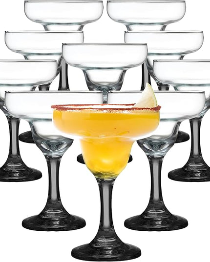 DISCOUNT PROMOS 10 Margarita Glasses Set, 9 oz. - Classic, Smooth, Barware, Glassware - Black