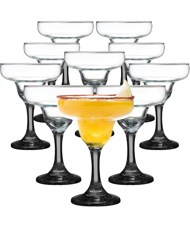 DISCOUNT PROMOS 10 Margarita Glasses Set, 9 oz. - Classic, Smooth, Barware, Glassware - Black