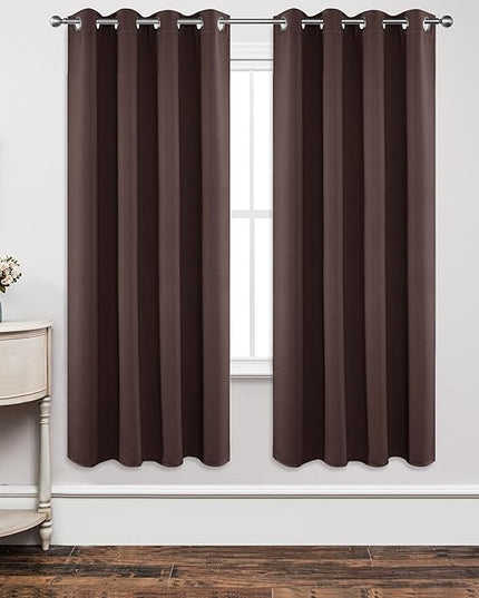 Joydeco Blackout Curtains 72 Inch Length 2 Panels Set, Thermal Insulated Long Curtains& Drapes 2 Burg, Room Darkening Grommet Drapes for Living Room Bedroom Window (W52 x L72 Inch, Chocolate)