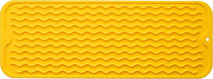 Silicone Dish Drying Mat for Multiple Usage,Easy clean,Eco-friendly,Heat-resistant Silicone Mat for Kitchen Counter,Sink,Bar,Bottle,or Cup Yellow M 17 inches x 6 inches
