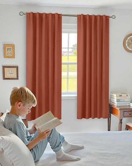 BGment Terracotta Curtains 72 inches Long - 42 x 72 inch Curtains Fall Decor Energy Efficiency Privacy Rod Pocket and Back Tab Thermal Insulated Room Darkening Drapes for Living Room, 2 Panels Set