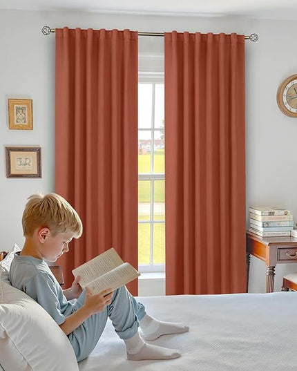 BGment Blackout Curtains 84 inches Long for Bedroom - Privacy Light Blocking Thermal Insulated Rod Pocket and Back Tab Fall Decor Curtains for Living Room, 2 Window Panels, 52 x 84 Inch, Terracotta