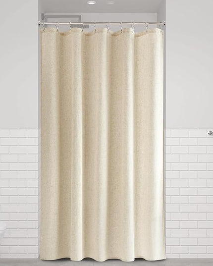 Naturoom Beige Linen Shower Curtain, Textured Fabric Shower Curtains for Bathroom Modern Farmhouse Neutral Tone Premium Quality Fabric Bohemian Rustic Cottage Country Bathroom Decor, Cream, 60 x 72