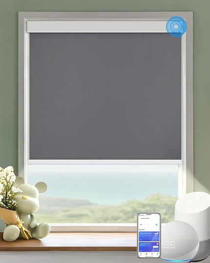 Motorized Blinds with Remote Cordless Automatic Motorized Shades Custom Blinds for Windows Smart Curtains Compatible with Alexa Google Home(Blackout Thunder Grey,W53 x H72in)