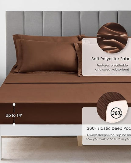 Love's cabin Queen Comforter Set Brown, 7 Pieces Queen Bed in a Bag, All Season Bedding Sets with 1 Comforter, 1 Flat Sheet, 1 Fitted Sheet, 2 Pillowcase and 2 Pillow Sham