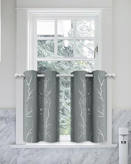 BUHUA Short Curtains 36 inches Long, Black Out RV Bunk Panels, Kitchen Window Curtains Over Sink, Thermal Insulating Blackout Drapes for Small Window (2 Panels, Light Grey, 26 inches Wide)