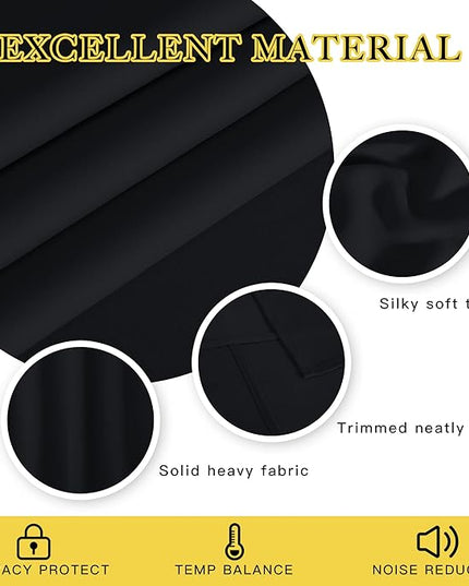 NICETOWN Black Out Living Room Curtain 118 inches Long, Grommet Thermal Insulated Room Darkening Window Treatment for Bedroom/French Door, Black, W66 x L118, 1 Panel