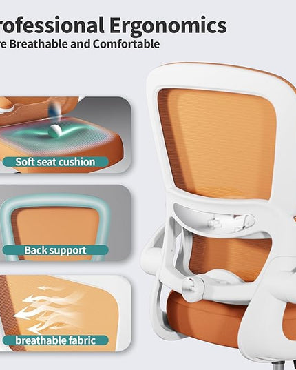 TRALT Office Chair - Ergonomic Desk Chair with Adjustable Lumbar Support, Mesh Computer Chair, Executive Chairs for Home Office Comfortable Lumbar Support (Orange)