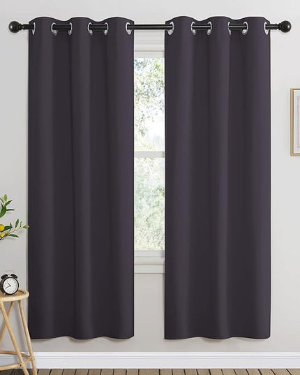 NICETOWN Blackout Window Curtains 72 inches Long, Thermal Insulated Grommet Room Darkening Window Treatments for Bedroom/Living Room, Greyish Purple, Set of 2, W37 x L72