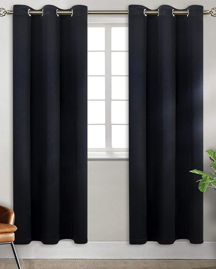 BGment Blackout Curtains for Bedroom - Grommet Thermal Insulated Room Darkening Curtains for Living Room, Set of 2 Panels (38 x 84 Inch, Black)
