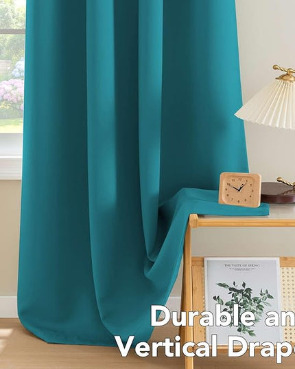 H.VERSAILTEX Thermal Insulated Blackout Curtains Innovated Microfiber Formaldehyde-Free Window Panels for Nursery, Grommet,52 by 84 - Inch - Turquoise Blue - Set of 2