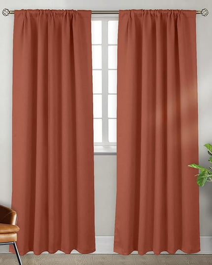 BGment Blackout Curtains 84 Inch Length 2 Panels Set for Bedroom - Thermal Insulated Soundproof Room Darkening Privacy Rod Pocket and Back Tab Fall Curtains for Living Room, 42 x 84 Inch, Terracotta