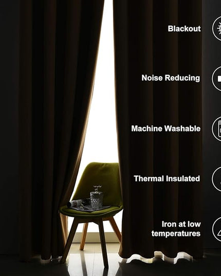 Blackout Curtains for Bedroom Thermal Insulated Light Blocking Room Darkening Curtains Solid Grommet Window Drapes for Living Room, Set of 2 Curtain Panels 52 W x 84 L inch Long Beige