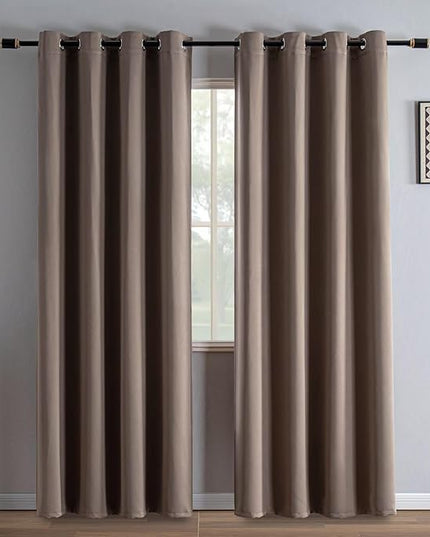 Blackout Curtains 84 Inch Length 2 Panels Set, Black Out Curtains for Bedroom 84 Inch Long, Grommet Energy Saving Room Darkening Drapes for Living Room Window Khaki(W52 x L84)