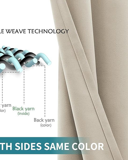 BGment Camel Room Darkening Curtains 63 Inches Long - Grommet Thermal Insulated Drapes Window Treatment Curtains for Bedroom, 2 Panels, 42 x 63 Inch