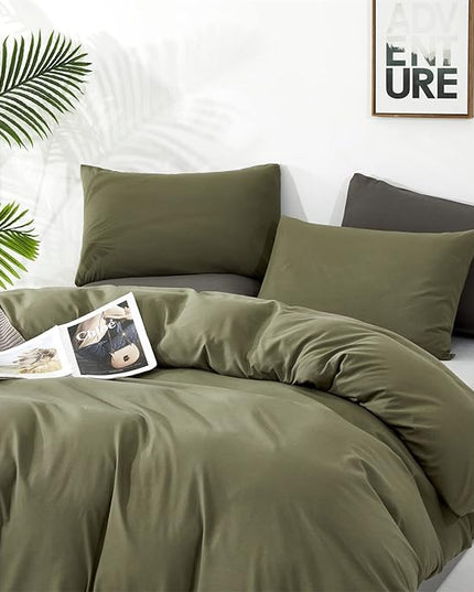 CLOTHKNOW California King Olive Green Comforter Set 3Pcs Dark Green Bedding Comforter Sets Light Green Comforter Green Comforter Sets Cal King