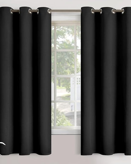 YoungsTex Blackout Curtains 68 Inches Length - Thermal Insulated with Grommet Room Darkening Window Drapes for Living Room Bedroom, 2 Panels, 42 x 68 Inch, Black