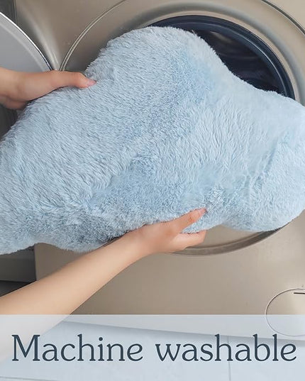 YRXRUS Cloud Pillows, Blue Cloud Shaped Pillow, Decorative Throw Pillow Gifts, Cute Plush Room Decor, Fluffy Faux Rabbit Fur 13"x21" Pillows for Living Bedroom Kids Room