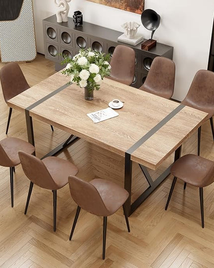 9 Piece Dining Table Set,Modern 71'' Rectangle Wood Kitchen Table and Fabric Dining Chairs Set of 8,Dining Table Set for 8,Ideal for Kitchen Dining Room