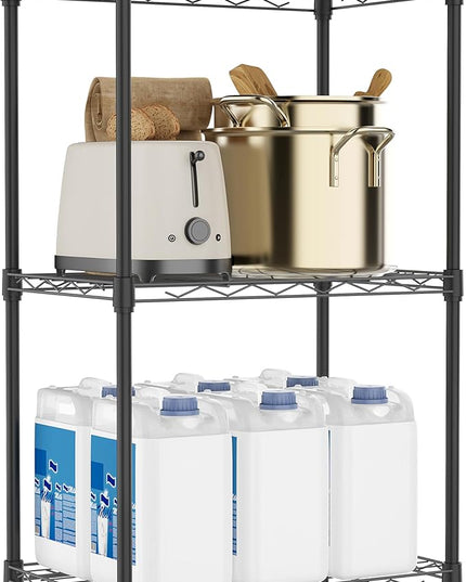 3 Tiers Shelf Metal Storage Shelves Wire Rack Closet Organizers with Wheel for Garage Kitchen Bathroom Laundry Black 11.8" D x 17.7" W x 28.8" H