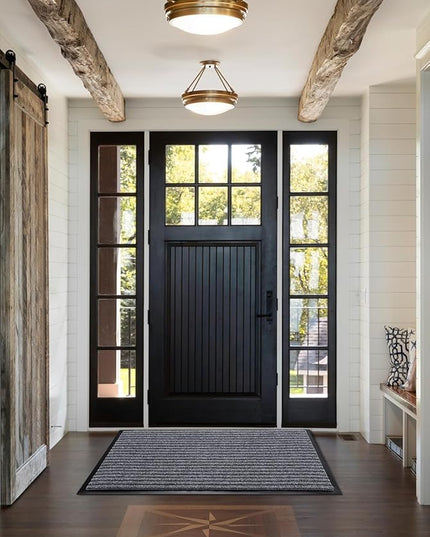 Yimobra Front Door Mat Outdoor Indoor Entrance, 100% Waterproof All-Season All Weather Doormat, Welcome Matt Outside Entry, Non Slip, Low Profile, Heavy Duty Patio Porch Floor Mats,47 x 32,Gray White
