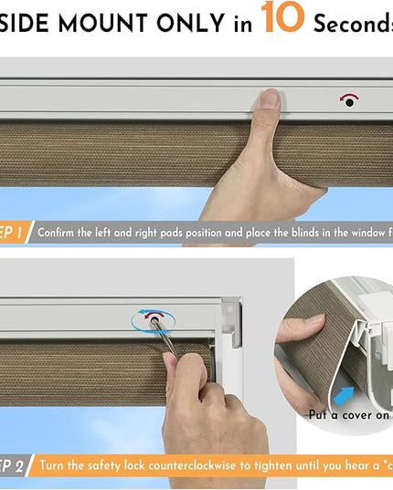Persilux Smart Motorized Blinds with Remote, No Drill Automatic Roller Shades for Indoor Windows, Light Filtering Linen Fabric, Electric Blinds for Windows, Weave Caribou C162-5, Custom Size