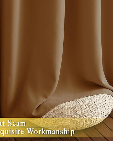 NICETOWN Sliding Door Curtains 84 inches Long, Grommet Blackout Thermal Patio Door Curtain Room Divider Darkening Sound Reducing for Room Divider (1 Panel, Gold Brown, W80 x L84)