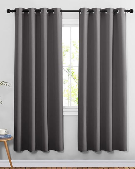 NICETOWN Grey Blackout Curtains & Drapes for Doorway - Grommet Privacy Door Curtains Noise Reducing Thermal Insulated Window Treatments for Bedroom/Living Room (2 Panels, W52 x L78)