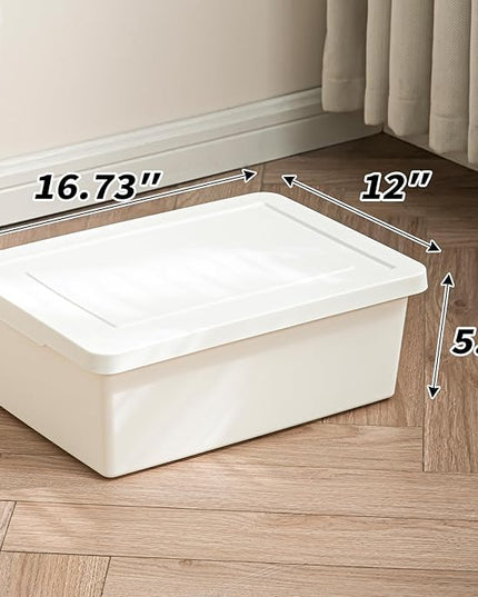 15 Quart White Storage Bins with lids,Office stackable Plastic Boxes Set of 4,Garage organization Storage Box with handle for Organizing Snacks, Crafts, Legos, Tools,books (white, 4L)
