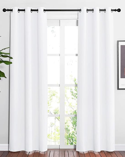 NICETOWN White Curtains 84 inch Length 2 Panels Set for Living Room - Thermal Insulated Window Treatment Grommet 50% Room Darkening for Bedroom, W37 x L84