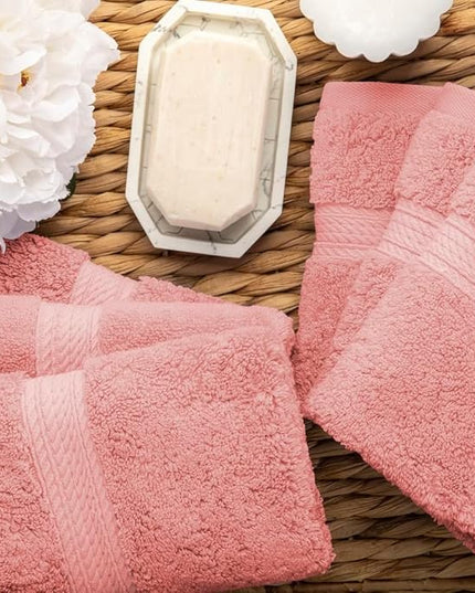 Superior Egyptian Cotton Pile Face Towel/Washcloth Set of 6, Ultra Soft Luxury Towels, Thick Plush Essentials, Absorbent Heavyweight, Guest Bath, Hotel, Spa, Home Bathroom, Shower Basics, Tea Rose
