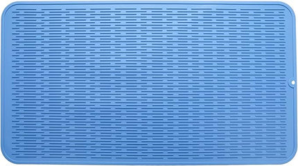 Silicone Dish Drying Mat for Multiple Usage,Easy clean,Eco-friendly,Heat-resistant Silicone Mat for Kitchen Counter or Sink,Refrigerator or Drawer Liner Lichen BlueL 4XL 32 inches x 18 inches